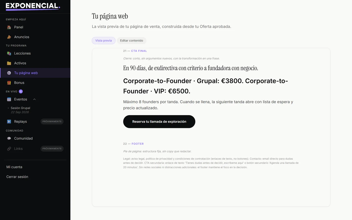Tu página de venta